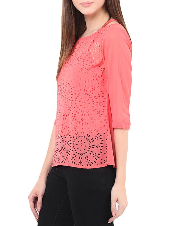 pink cutwork regular top - 13003956 - Zoom Image - 2