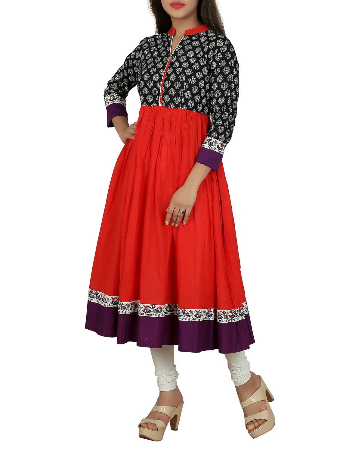 multi cotton anarkali kurta - 13003992 - Zoom Image - 1