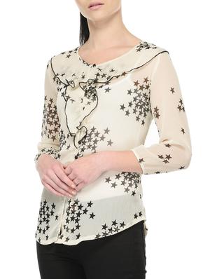 white polyester ruffle top - 13004012 - Standard Image - 2