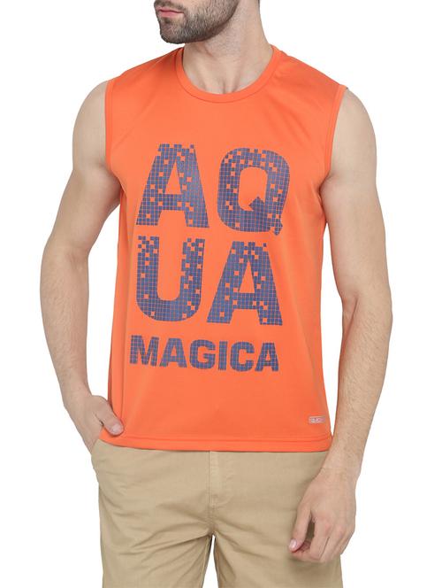 orange cotton printed t-shirt - 13004125 - Very Small Image - 1