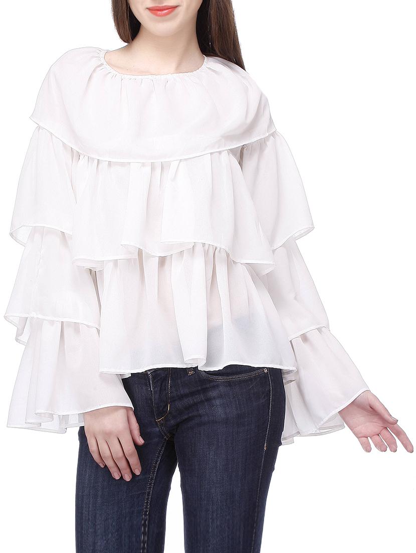 white georgette layered top - 13005222 - Zoom Image - 1