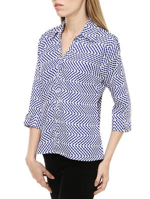 blue printed crepe regular shirt - 13007126 - Standard Image - 2
