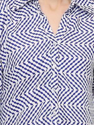 blue printed crepe regular shirt - 13007126 - Standard Image - 4