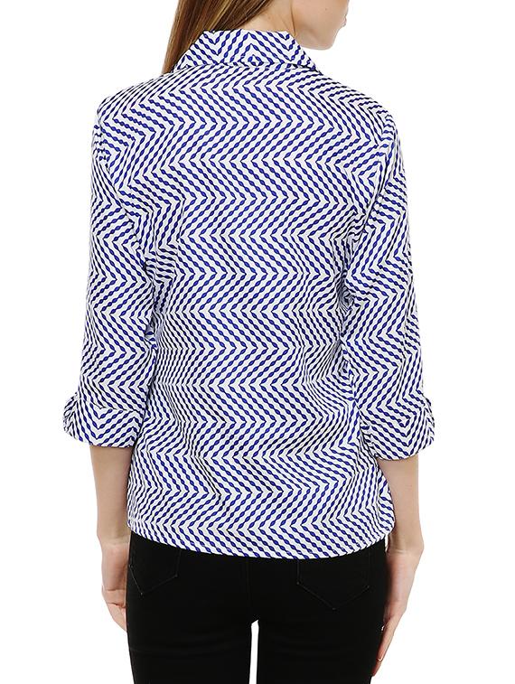 blue printed crepe regular shirt - 13007126 - Zoom Image - 3