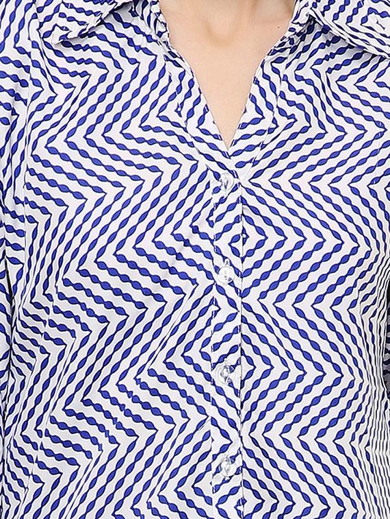 blue printed crepe regular shirt - 13007126 - Zoom Image - 4