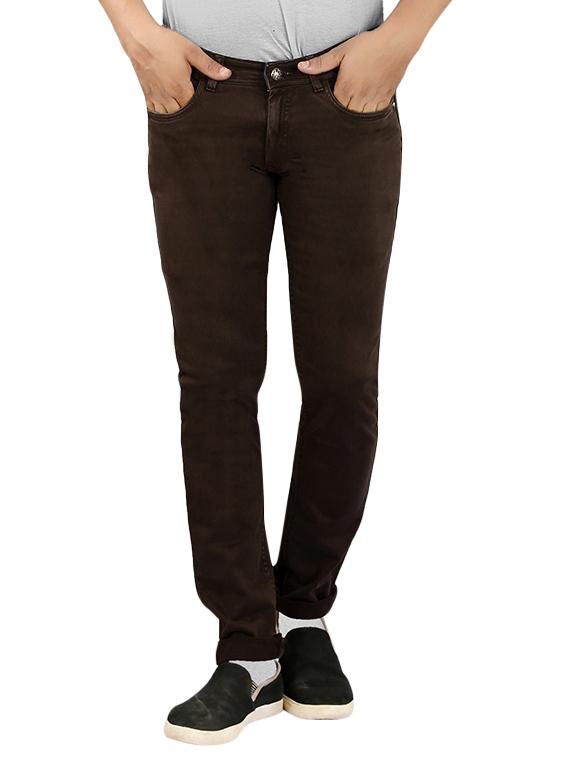 solid brown denim jeans - 13007784 - Zoom Image - 1
