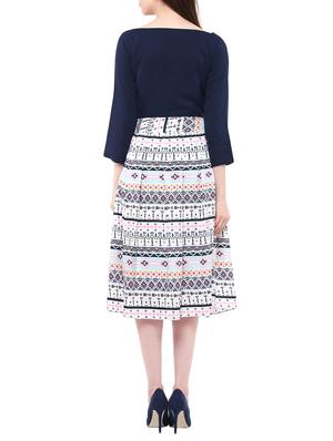 navy blue printed dress - 13009773 - Standard Image - 3