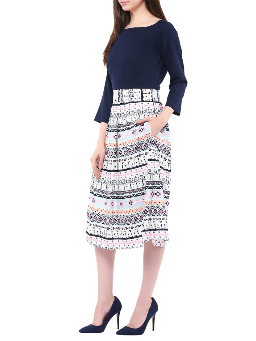navy blue printed dress - 13009773 - Zoom Image - 2