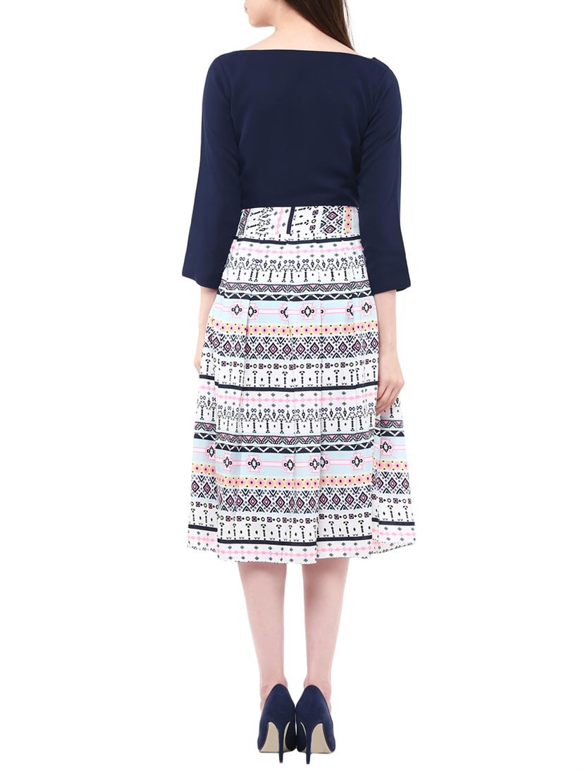 navy blue printed dress - 13009773 - Zoom Image - 3