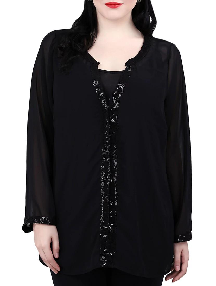 sheer sequined plus tunic - 13010796 - Zoom Image - 1
