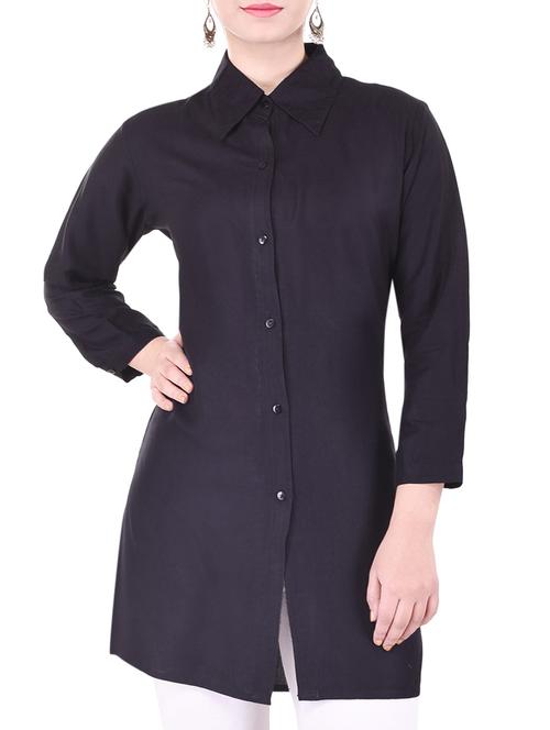 black viscose regular tunic - 13013391 - Very Small Image - 1
