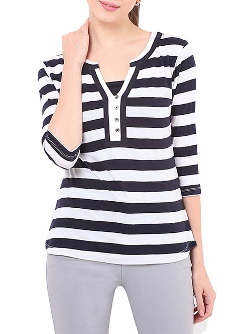 black striped cotton tee - 13013792 - Standard Image - 1