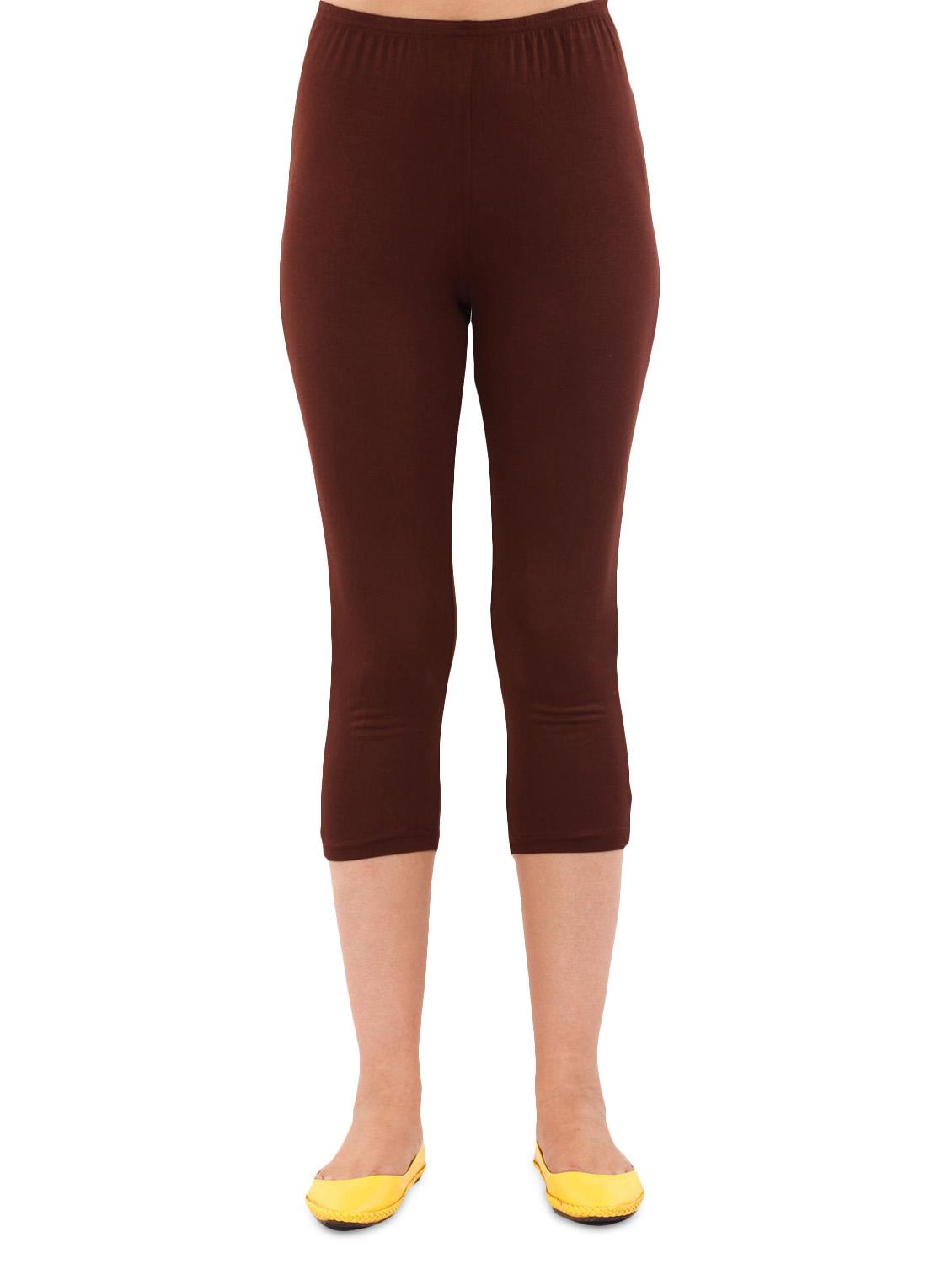 brown viscose three-fourth leggings - 1301480 - Zoom Image - 1