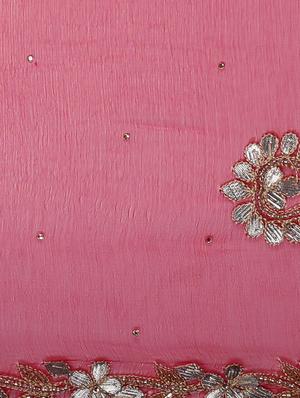 red chiffon gota patti saree with blouse - 13014959 - Standard Image - 4