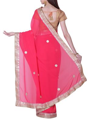 pink georgette gota patti saree with blouse - 13014970 - Standard Image - 2