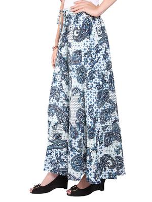 blue paisley printed cotton skirt - 13021345 - Standard Image - 2