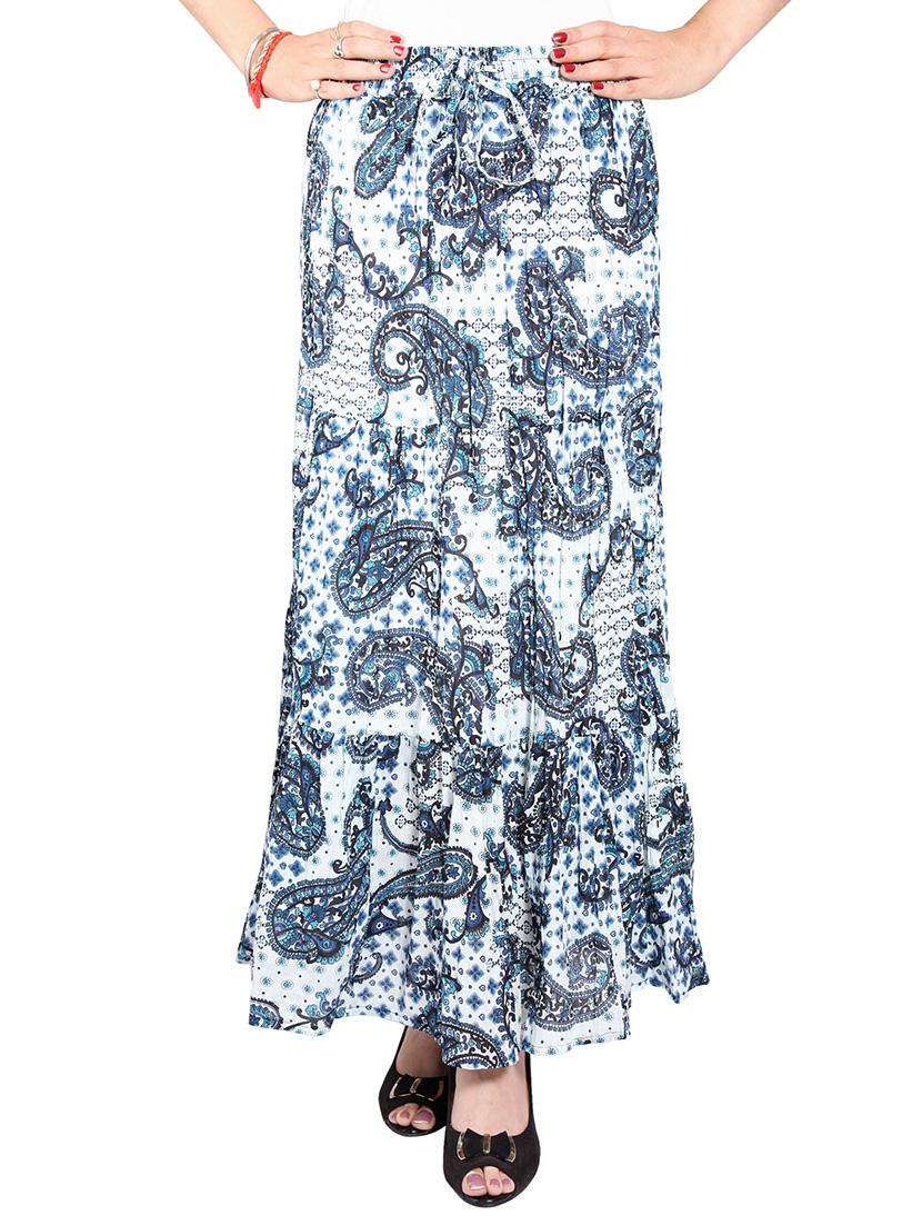 blue paisley printed cotton skirt - 13021345 - Zoom Image - 1