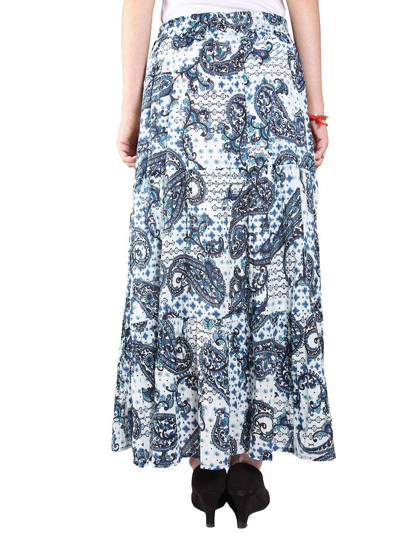 blue paisley printed cotton skirt - 13021345 - Zoom Image - 3