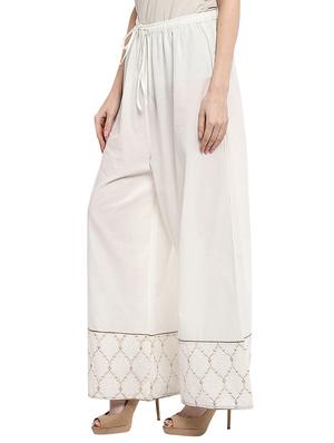 white printed cotton palazzo - 13023290 - Standard Image - 2