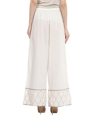 white printed cotton palazzo - 13023290 - Standard Image - 3