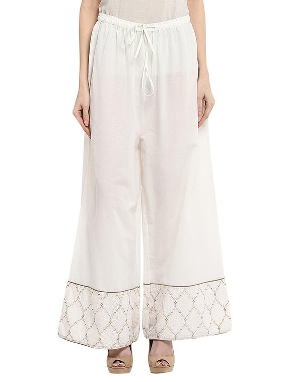 white printed cotton palazzo - 13023290 - Zoom Image - 1