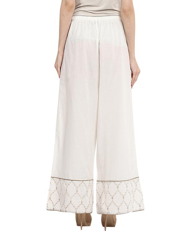 white printed cotton palazzo - 13023290 - Zoom Image - 3