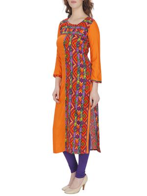 yellow printed straight kurta - 13024891 - Standard Image - 2