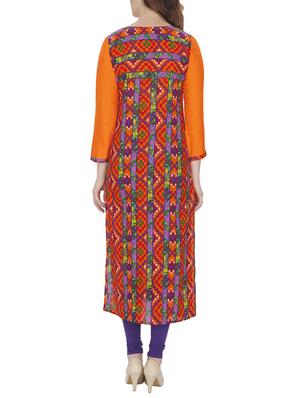 yellow printed straight kurta - 13024891 - Standard Image - 3