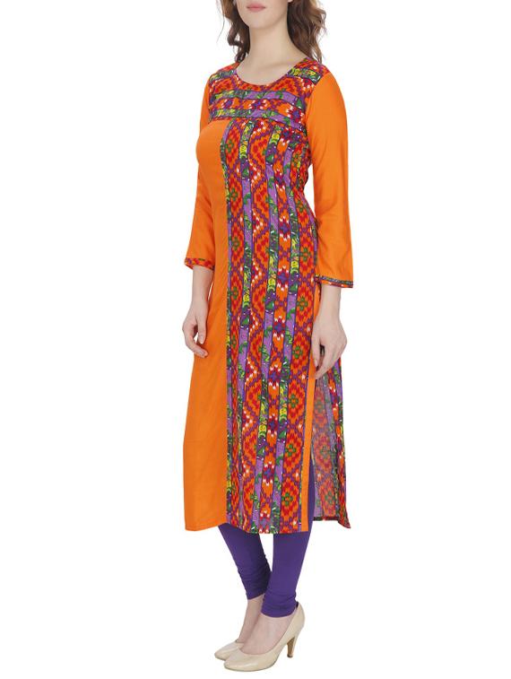 yellow printed straight kurta - 13024891 - Zoom Image - 2