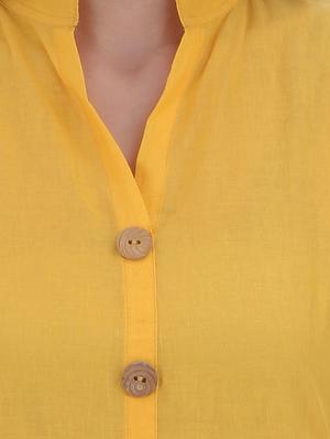 yellow cotton straight kurta - 13025656 - Standard Image - 4