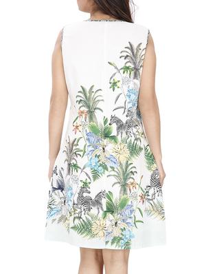 white printed cotton a-line dress - 13026414 - Standard Image - 3