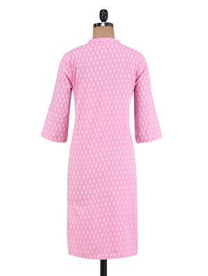 pink cotton printed kurti - 1302887 - Standard Image - 3