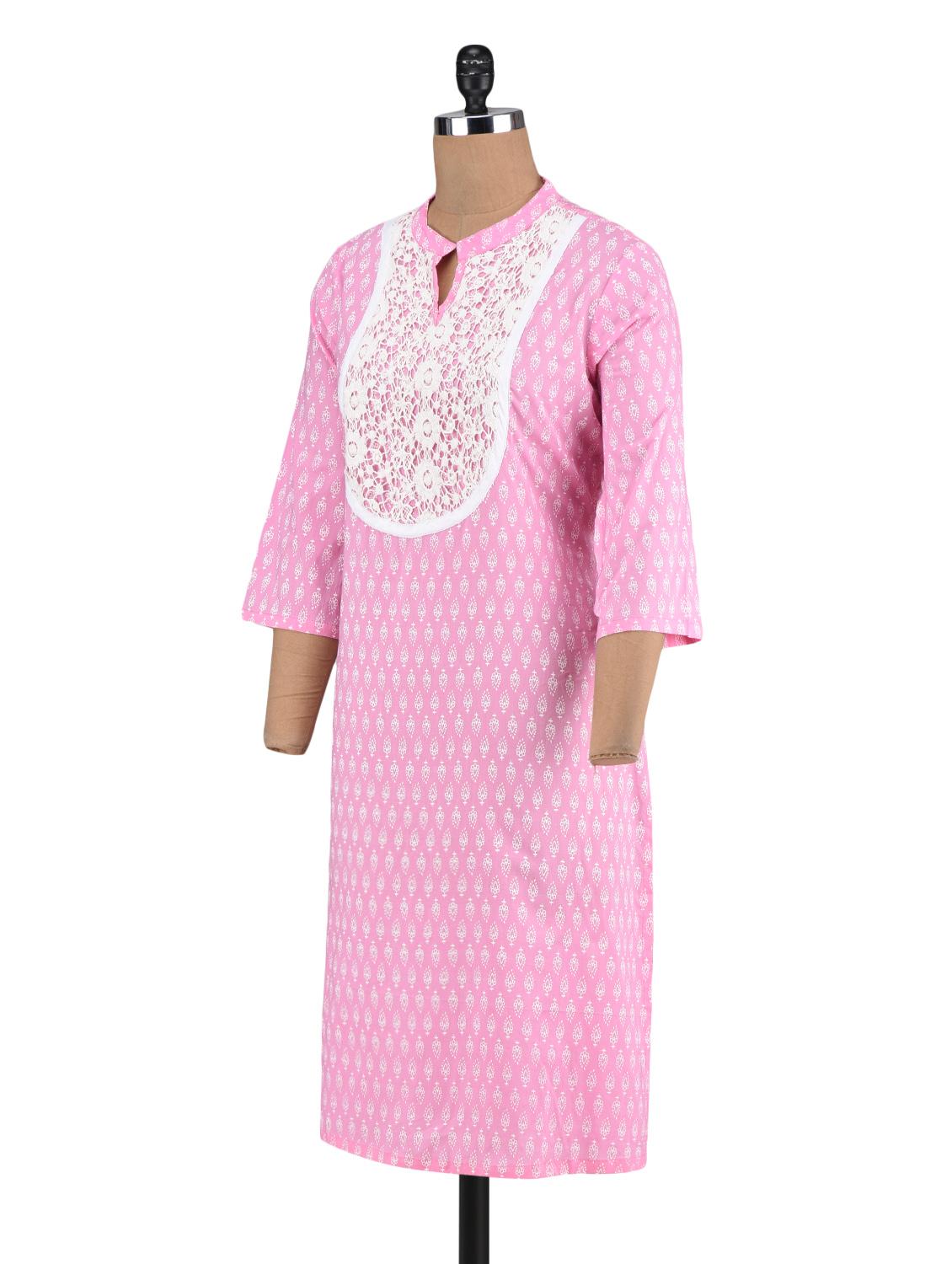 pink cotton printed kurti - 1302887 - Zoom Image - 2