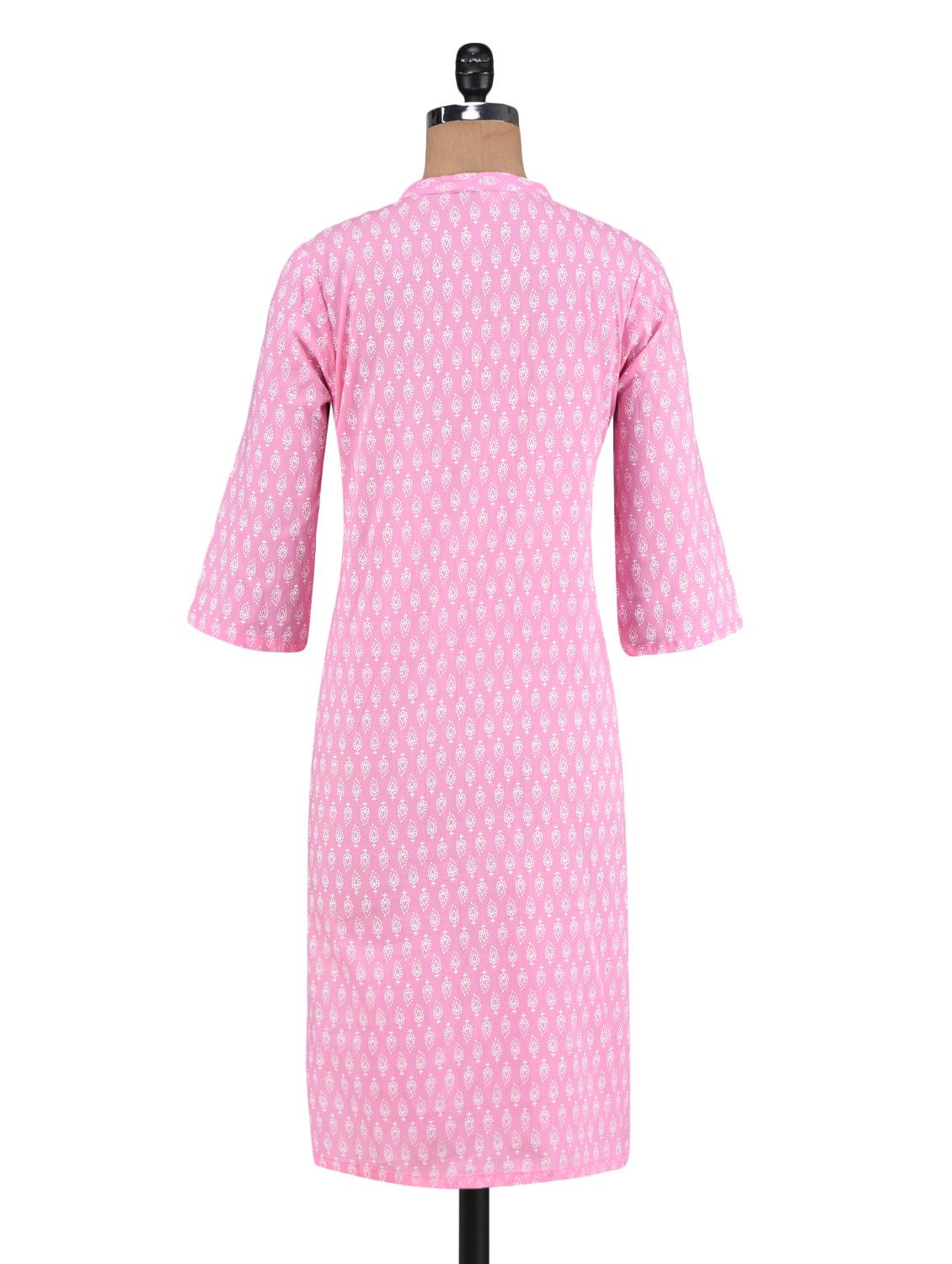 pink cotton printed kurti - 1302887 - Zoom Image - 3