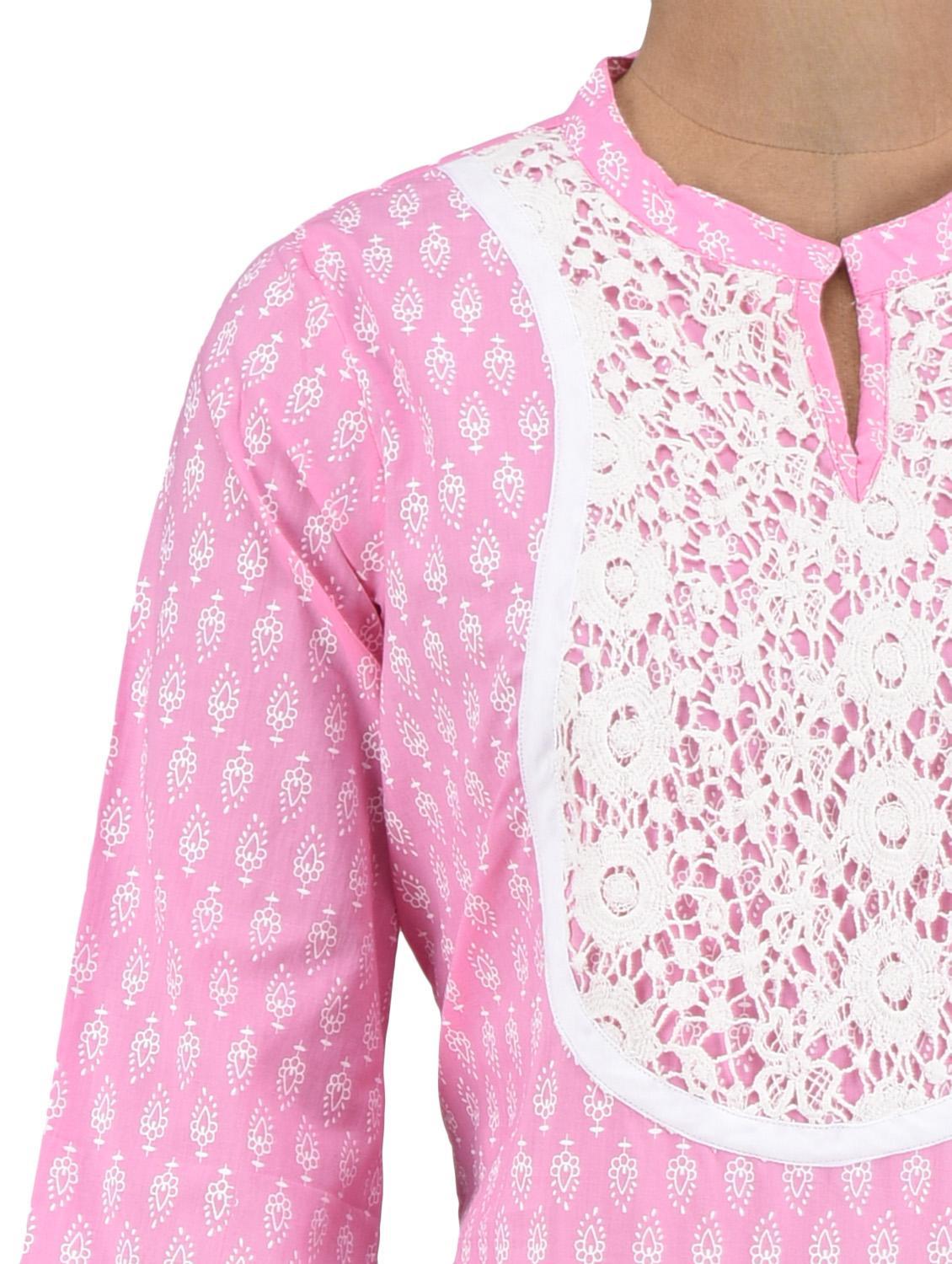 pink cotton printed kurti - 1302887 - Zoom Image - 4