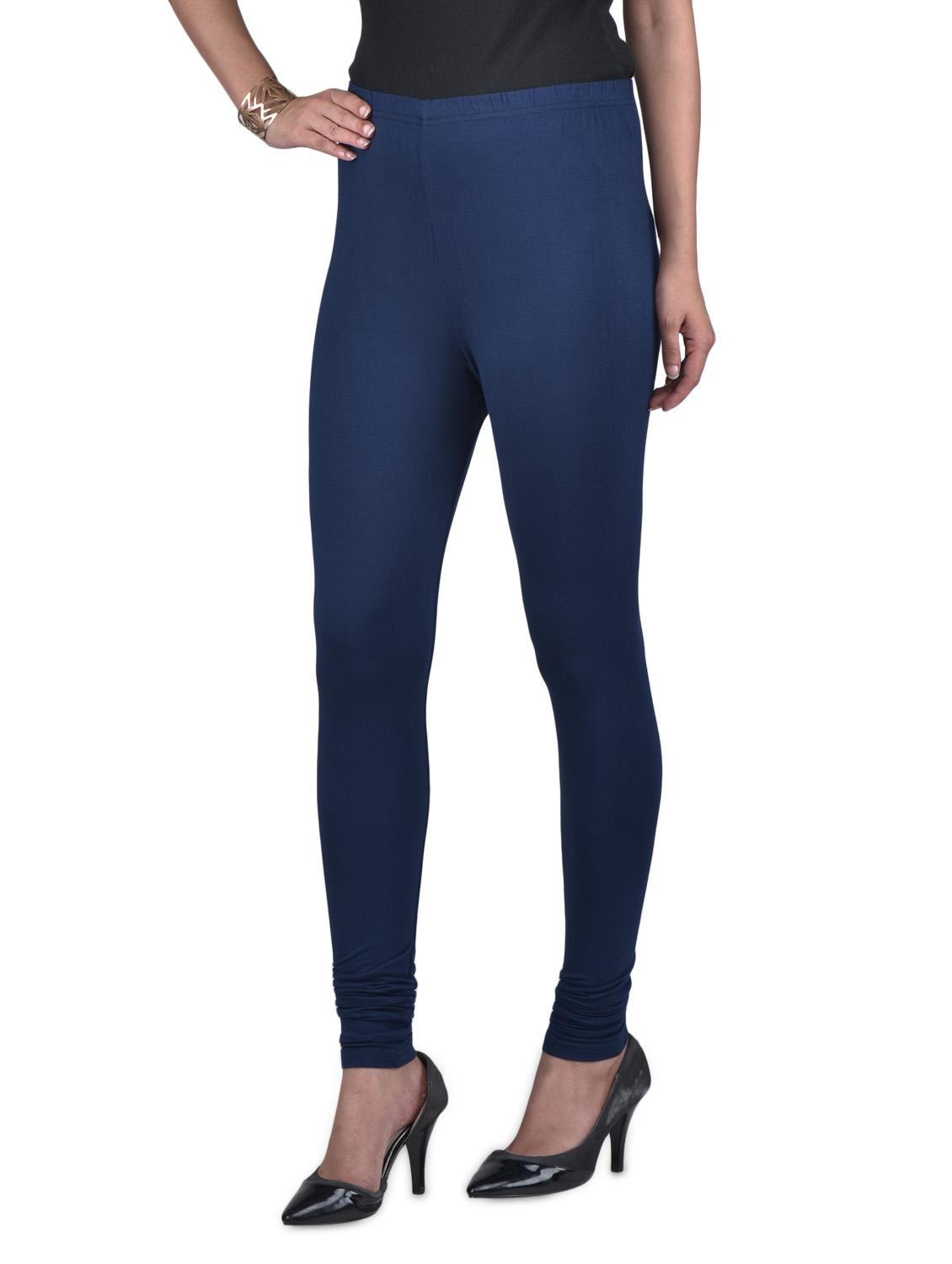navy blue viscose lycra leggings - 1302927 - Zoom Image - 2
