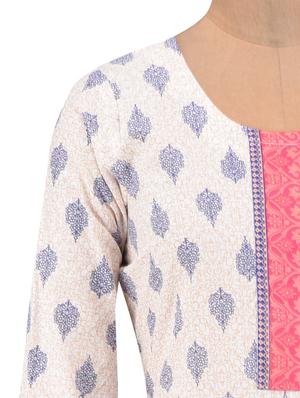 blue cotton printed kurta - 1302940 - Standard Image - 4