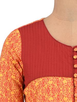 orange cotton printed kurti - 1302945 - Standard Image - 4