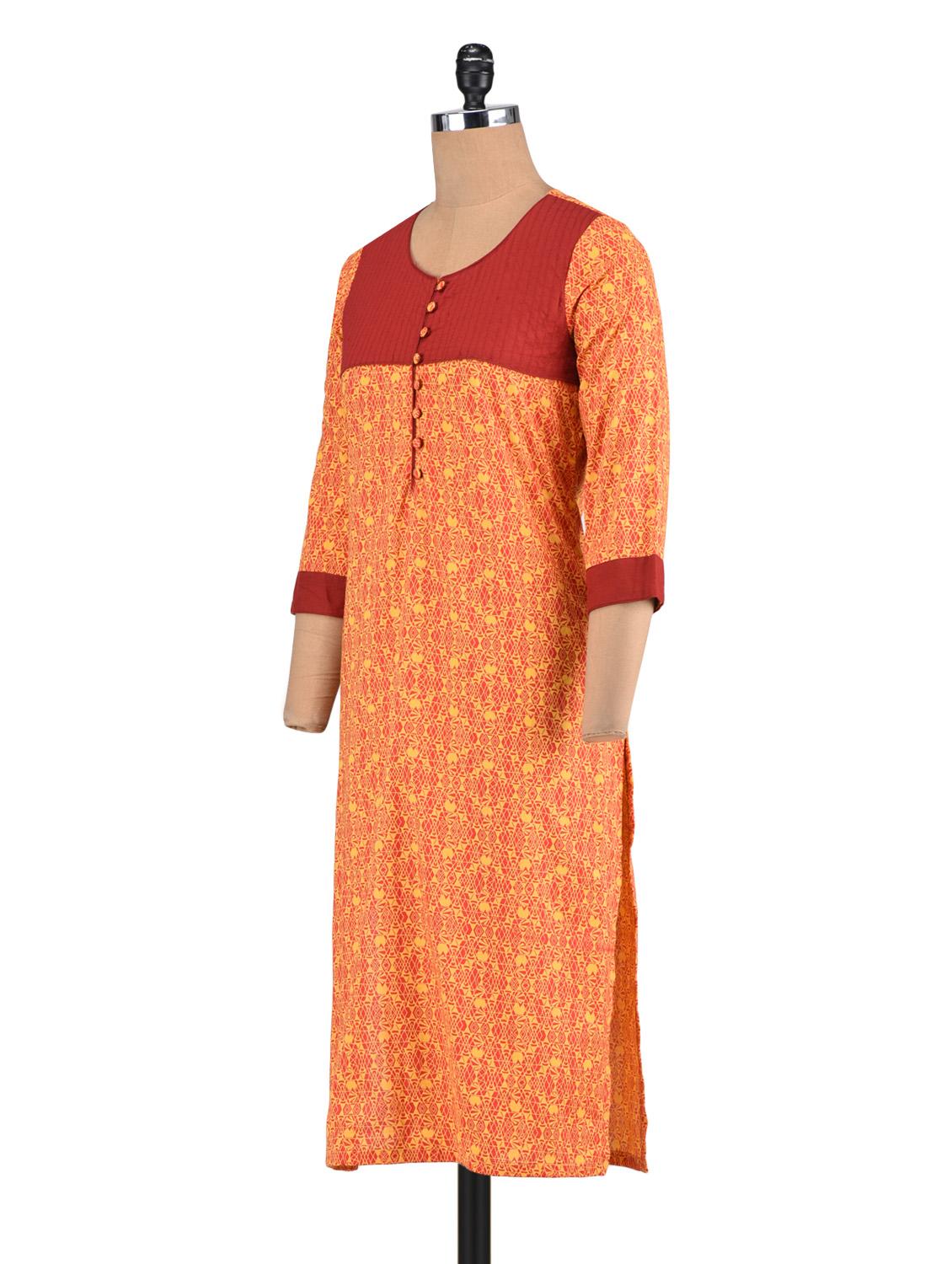 orange cotton printed kurti - 1302945 - Zoom Image - 2