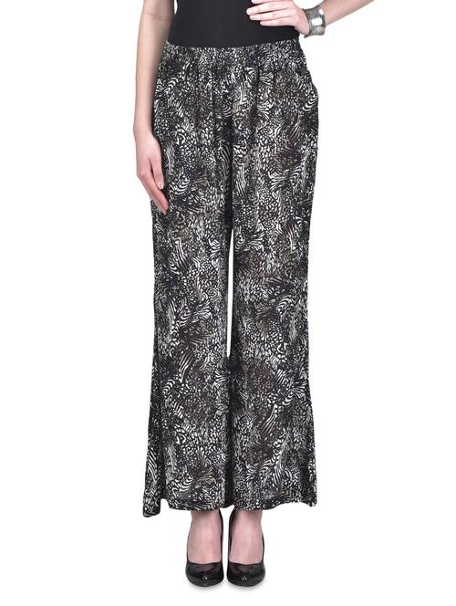 black cotton printed palazzo - 1302954 - Standard Image - 1