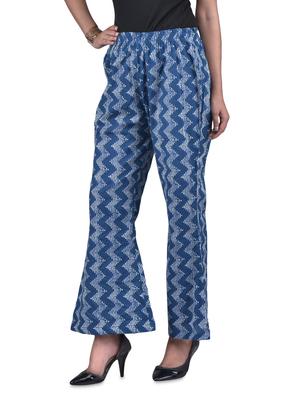 blue cotton printed palazzo - 1302959 - Standard Image - 2