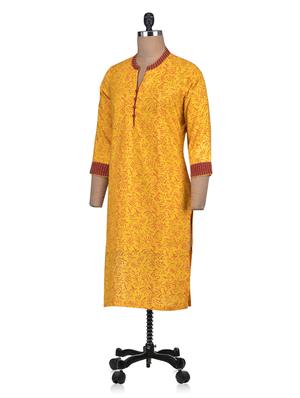 yellow cotton printed kurti - 1302978 - Standard Image - 2