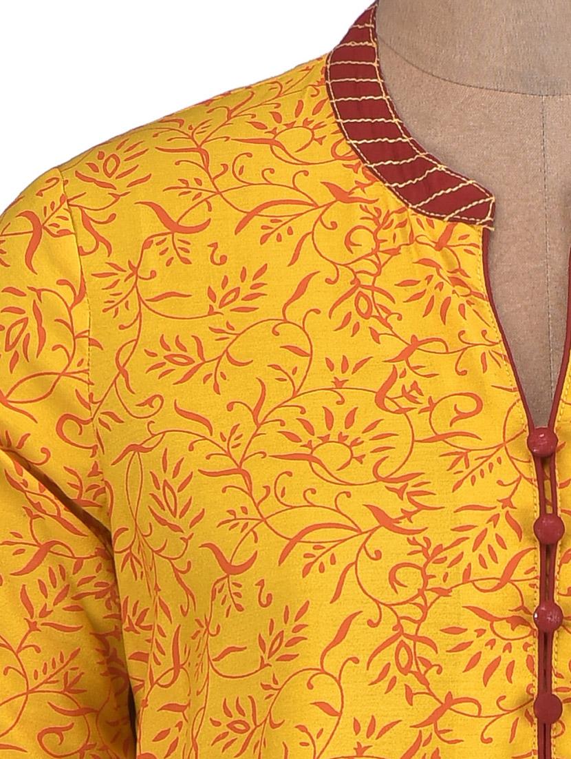 yellow cotton printed kurti - 1302978 - Zoom Image - 4