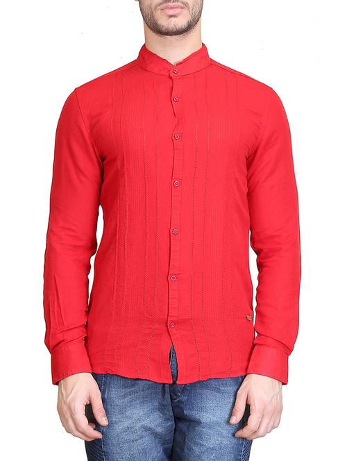 red cotton casual shirt - 13038415 - Standard Image - 1