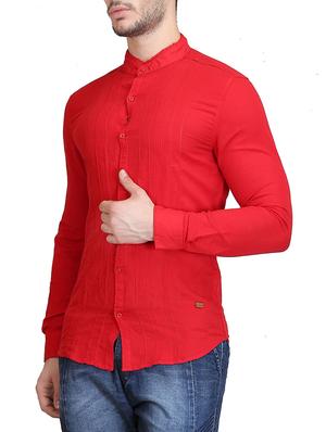 red cotton casual shirt - 13038415 - Standard Image - 2