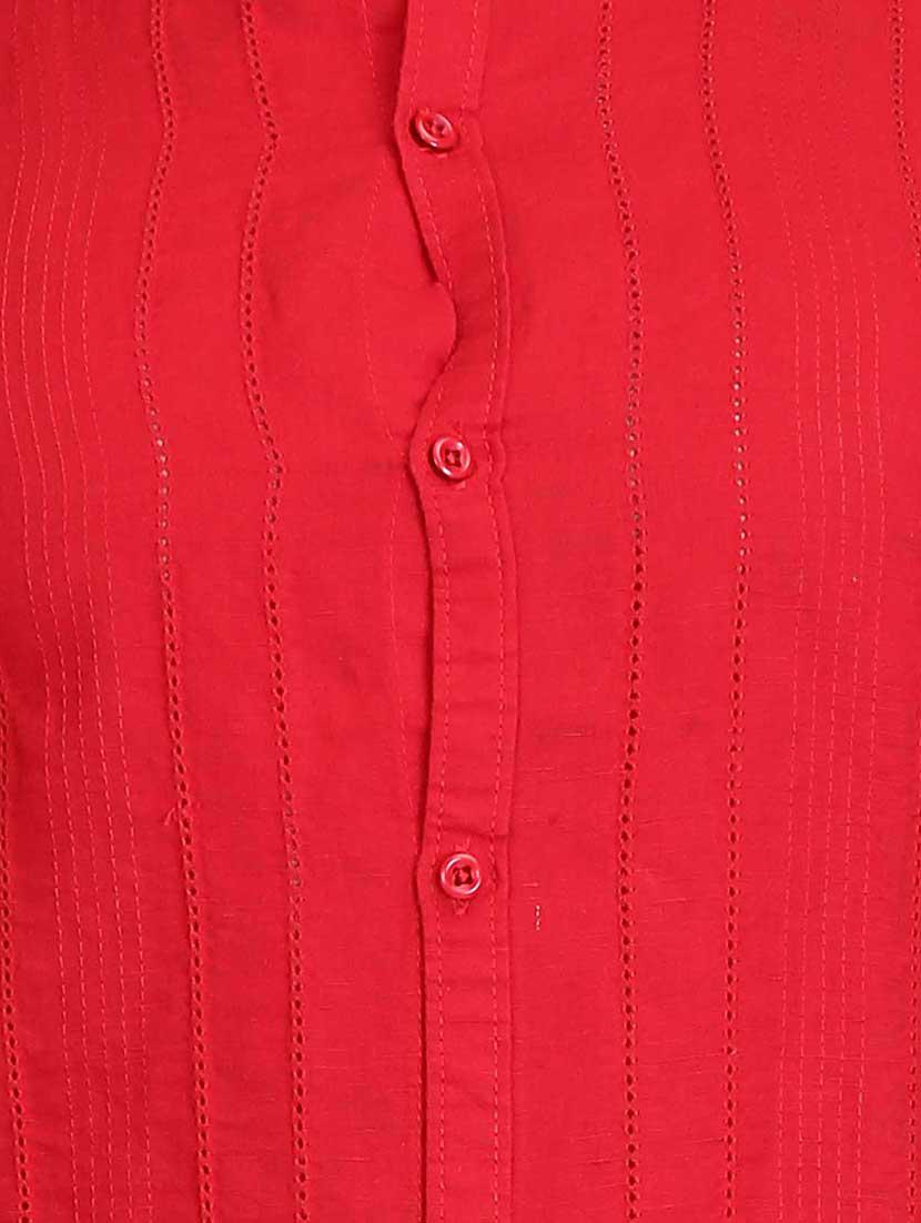 red cotton casual shirt - 13038415 - Zoom Image - 4