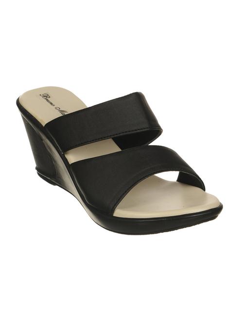 bruno manetti women black synthetic leather wedges - 13038605 - Standard Image - 1