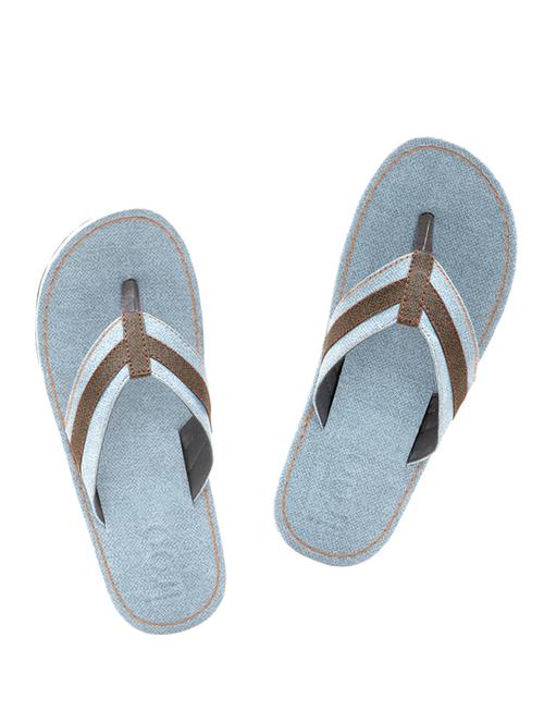 light blue leatherette toe separator slippers - 13040839 - Standard Image - 1