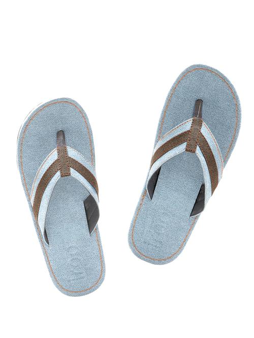 light blue leatherette toe separator slippers - 13040839 -  Standard Image - 0