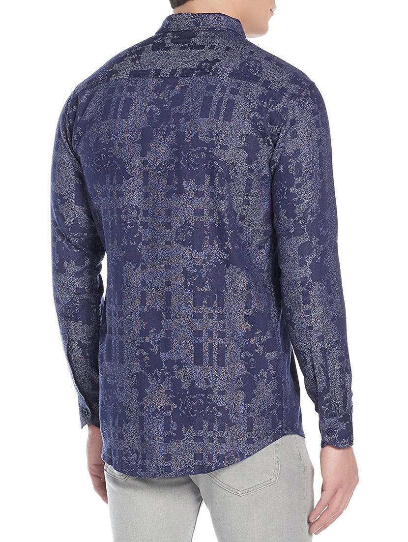blue cotton printed casual shirt - 13041178 - Zoom Image - 2